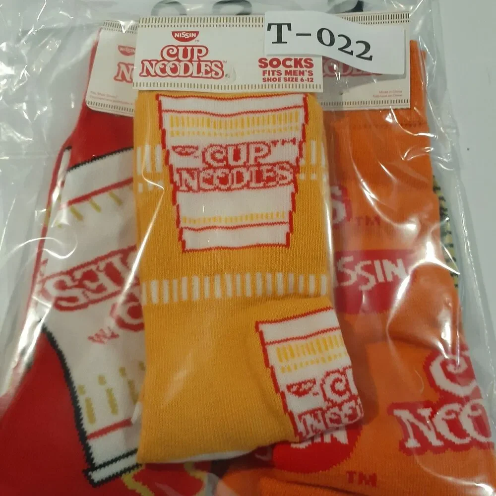 Nissin Cup Noodles Food Novelty 3 Pair Mens Adult Size 6-12 Socks NWT